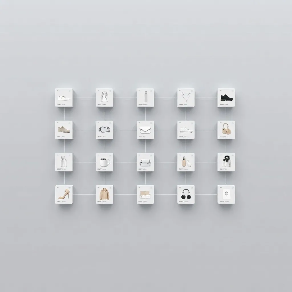 A minimalist representation of a recommendation engine grid,